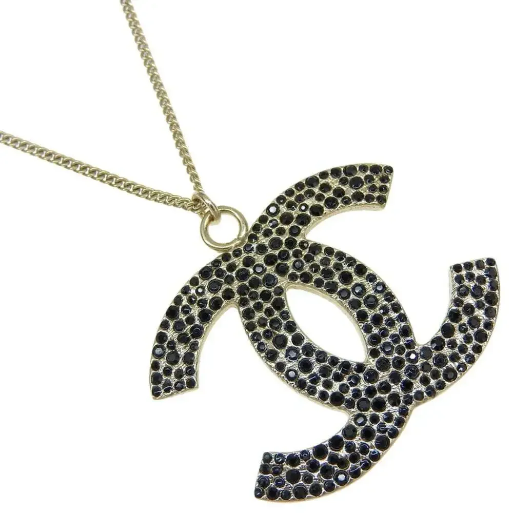 CHANEL Black Logo Necklace